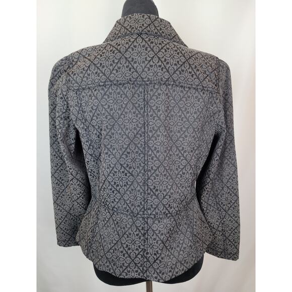 LOFT Ann Taylor NWT Womens Tapestry Floral Long Sleeve Jacket Gray Black Sz 12P - Picture 4 of 8